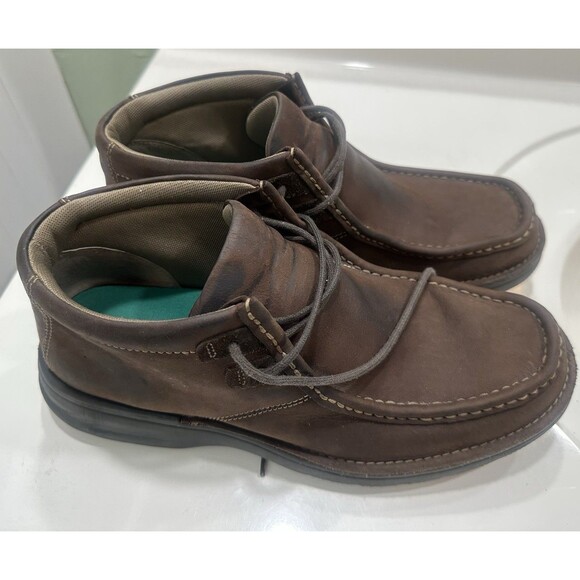 Clarks Wallabees Brown Leather Chukka Moc Toe Ankle Boots Lace Up Mens Casual 10 - Picture 1 of 6